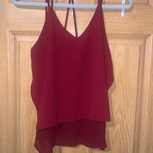 burgundy flowy tang top size small